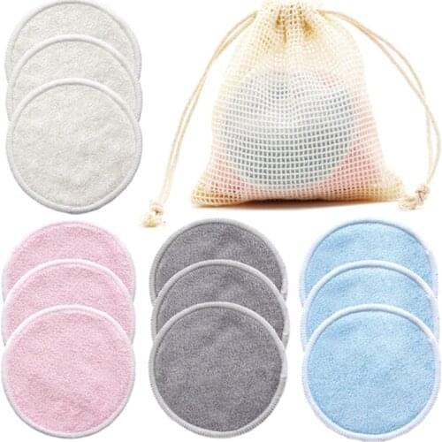 12pcs Reusable Bamboo Makeup Remover Pads Washable Make Up Remover Pad Soft Face Skin Cleaner Facial Cleaning Beauty Tool