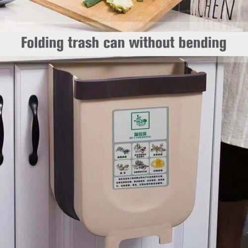 2 Pcs Rubbish Foldable Small Smart Trash Can Hanging Kitchen Folding Trash Can Kitchen Garbage Bin Waste Paper Basket Containers