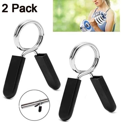 2 Pack Barbell Spring Collar Clips Exercise Collars Dumbbell Clamps for Weight Fitness Dumbbells Bar Weight Lifting Equipment