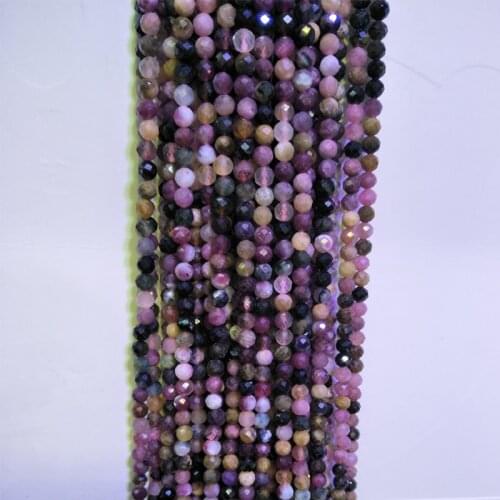 3mm 4mm Natural Tourmaline Stone Beads Faceted Loose Gem Stone Beads Fashion Charm Jewelry Making Bead For Bracelets Necklaces