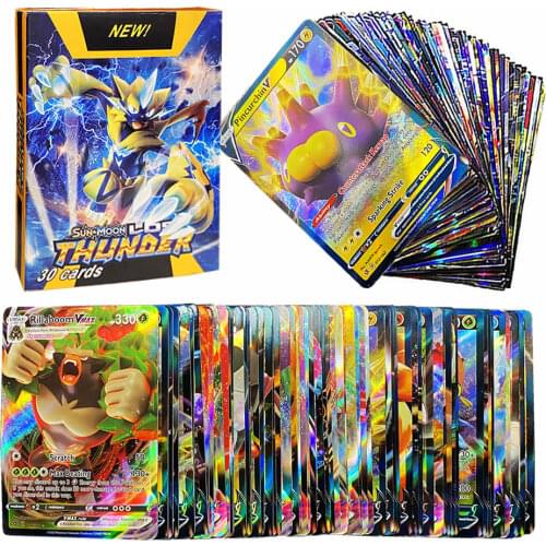 30PCS Pokemon English V Vmax Shining Card Playing Game Display Pokémon Cartoon Anime Trading Battle Collection Carte Toy Gift