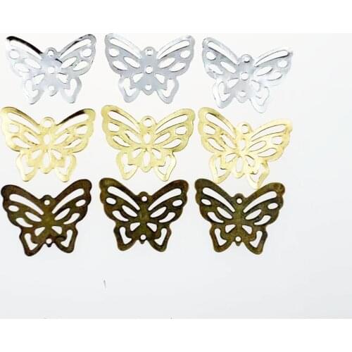 50pcs 16x20mm Metal Flower Filigree butterfly Crafts Gift Decoration DIY Cosplay Bridal hair accessories Wholesale Charms