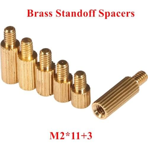 500pcs M2*11+3 Brass Standoff Spacer Round Pillar Thread M2 Spacing Screws