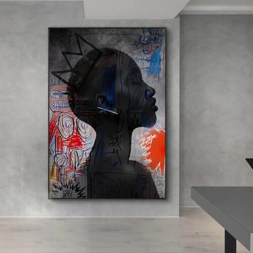 Abstract Street Graffiti Art Black Girl with Crown Canvas Painting Woman Portrait Posters and Prints Wall Picture for Home Decor