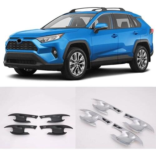 Car Auto Chrome Outside Cup Door Handle Bowls Trim For Toyota RAV4 2019 2020 Car Accessories