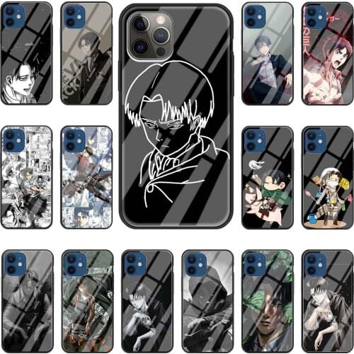Anime Attack on Titan levi ackerman Phone Case for iPhone 11 Pro Shell for iPhone 12 Pro Max X XR XS 7 8 Plus SE Glass Cover