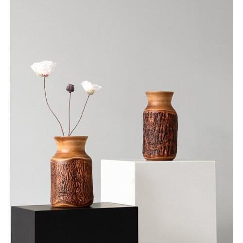 Wooden Dried Flower Vase Decoration Home Soft Furnishings Living Room TV Cabinet Desktop Wooden Crafts