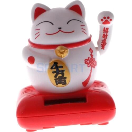 Kids Solar Powered Waving Hands Fortune Cat Kitten Animal Swinging Toy Car Home Ornament Decor Kids Xmas Gifts Gag Prank Toys #B