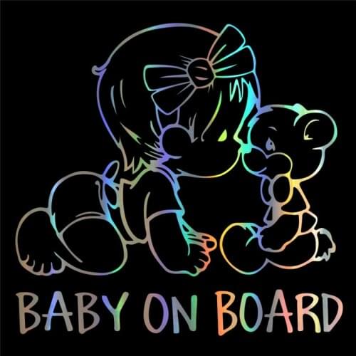 HungMieh Car Sticker 14*15cm BABY ON BOARD Custom Girl Bear Car Sticker Funny Vinyl Decal and Sticker Warning Sign Car Styling