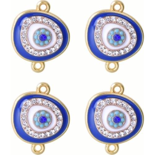 5Pcs/Lot Exquisite Crystal Lucky Evil Eye Charms Coins Charsms Connectors Pendant For Women Bracelet Necklaces Jewelry Finding