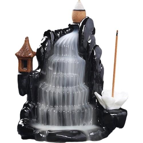 Ceramic Waterfall Backflow Incense Burner Holder Handcrafted Backflow Decoration Living Room Watch Smoke Waterfall Ornaments