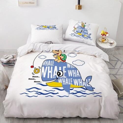 Classic 3D Bedding Set Duvet Cover Set Comforter Queen King Queen Double Single Size Dolphin Cartoon Design Custom Bedclothes