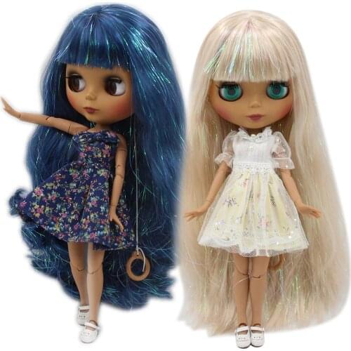 ICY DBS Blyth 1/6 bjd dolls black skin matte face nude joint body Mixed hair