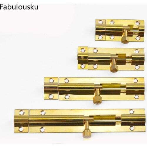 Top Selling Brass Doors Slide Latch Lock Bolt Latch Barrel Home Gate Safety Hardware Screws Bathroom Latch Lock free shipping