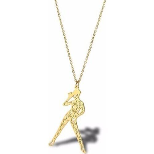 RIR Minimalist Stainless Steel Gold Exquisite Jazz Dancer Pendant Necklace Give Dancers A Unique Gift