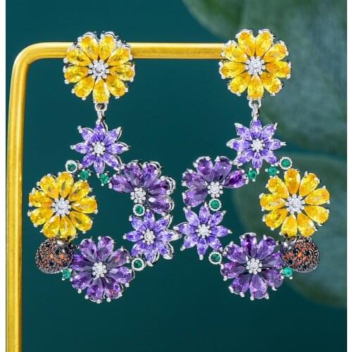Missvikki Summer beach shimmering rainbow Dangle Earrings High Quality CZ for Women Girl Daily Fashion Romantic Earring Jewelry