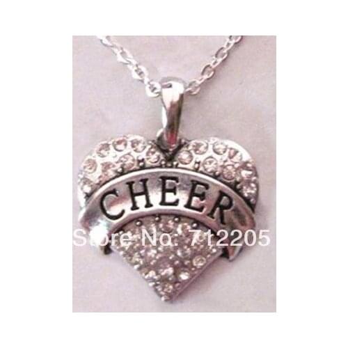 Fashion rhodium plated cheer clear crystal heart pendant necklace(A120765-1)