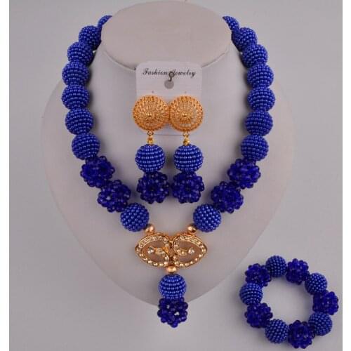 Fashionable Royal Blue African Beads Jewelry Set ZCQ02-01