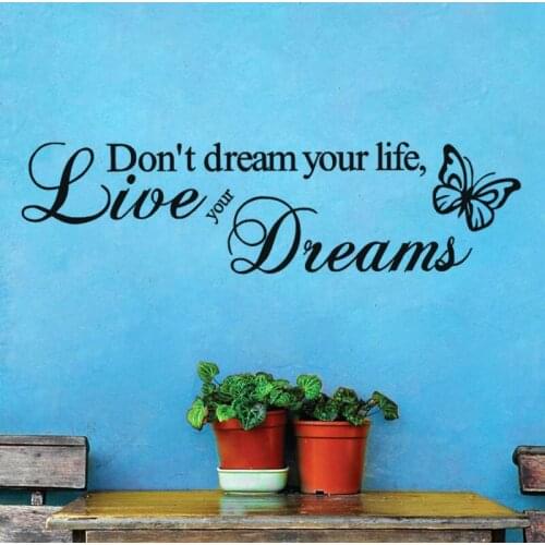 Live Dream Wall Stickers Kids Living Room Decoration Butterfly Wall Decor Vinyl Home Art Decals Sticker