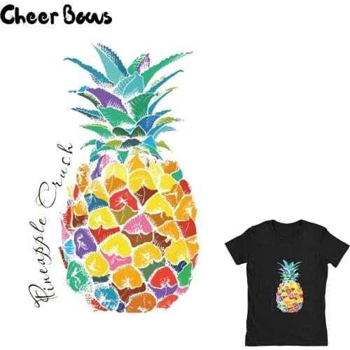 Pineapple Feather Ironing Stickers Unicorn Pyrograph Iron-On Transfers PVC Girls Patch Heat Transfer Vinyl For Clothes Wholesale