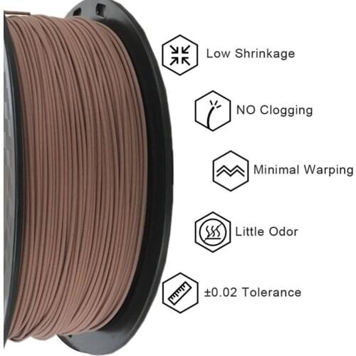 Wood PLA 3D Printer Filament 1.75mm 1000g 500g 250g Spool Red Wooden Color 3D Printing Materials Dimensional Accuracy +/- 0.02mm