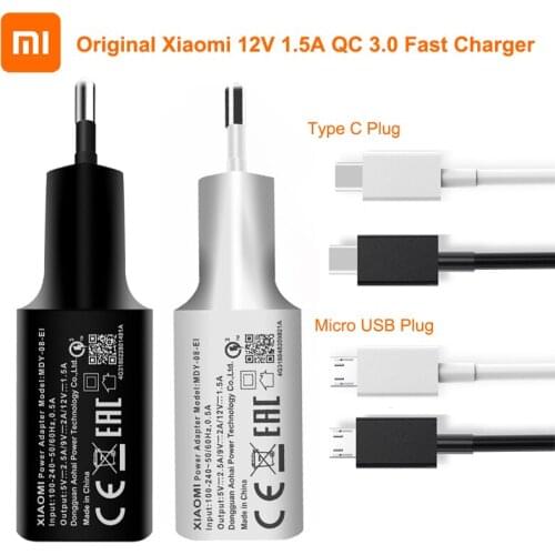 Original Xiaomi Charger EU QC 3.0 18W Quick Wall Adapter Micro USB Type C Cable For Xiaomi Mi 8 8Lite Mix 3 Redmi Note7 8 PRO