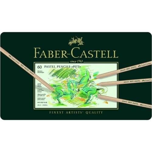 Faber-Castell FC112160 Pitt Pastel Pencils In A Metal Tin 60 Pcs,High Level of Pigment Makes Lead Suitable for Lines and Shading
