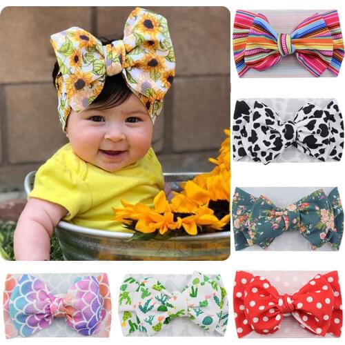 New Leopard Printed Kids Headband Newborn Infant Toddler Bows Wide Headwraps Baby Girls Adjustable Turban Headwear Photo Props