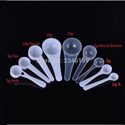 1g 2g 2.5g 3g 5g 10g 15g 20g Transparent White Plastic Spoon Cosmetic Mask Powder Refillable Spoons 100 Pieces/lot