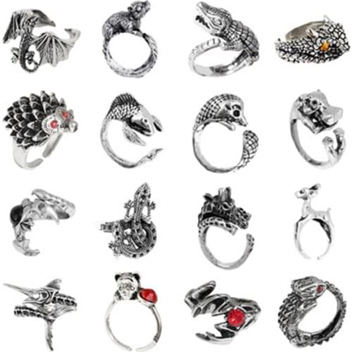 Hot sale open ring adjustable animal ring carp, scorpion, dragon, giraffe, tuna, dog, hippo, mouse, rabbit ring jewelry