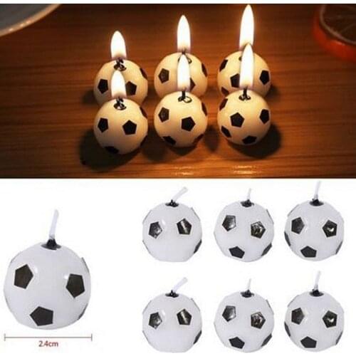 Cute Soccer Ball Football Candles For Birthday Party Kid Supplies Decor Wedding Garden Decoration Party Cake 6 pcs