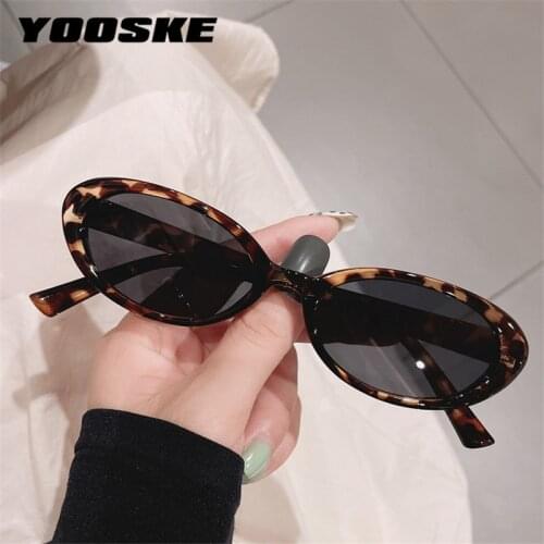 YOOSKE Small Frame Sunglasses Women Men Leopard Sun Glasses Shades for Ladies Vintage Brand Designer Colored Eyewear UV400