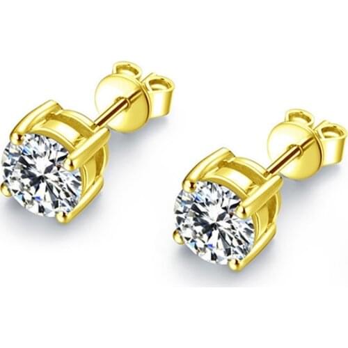 ANZIW 3-8mm New Classic Round Cut SONA Earring 925 Sterling Silver Stud Earrings Wedding Jewelry Earrings Women серьги из сереб