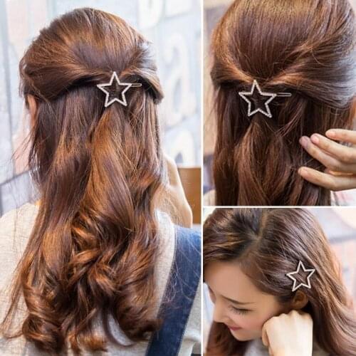 Pentagram Crystal Hair Pins for Women Headwear Tiara Hair Pins Alloy Rhinestone Hair Clip Hair Sticks Hair Accessories