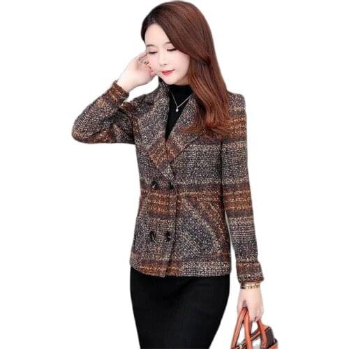 Woolen Coat Womens Autumn Winter New Mother Jacket Korean Middle-aged Womens Woolen Coats Femme Fashion Blazer Plus Size 4XLA