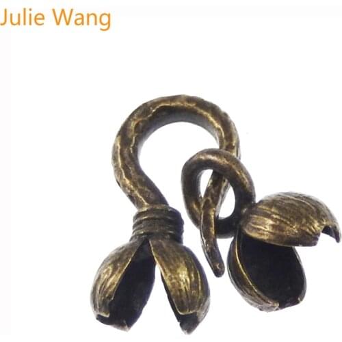 Julie Wang 8PCS Crafts Charms Bracelet Retro Bodhi Flowers Pendants Necklace Connectors Handmade DIY Jewelry Findings Accessory