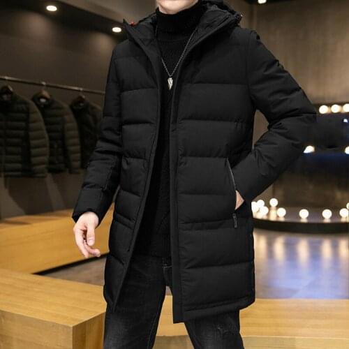 Winter Long Mens Down Jacket Fashion Casual Hooded Coat Plus Size 90% White Duck Down Male Clothing
