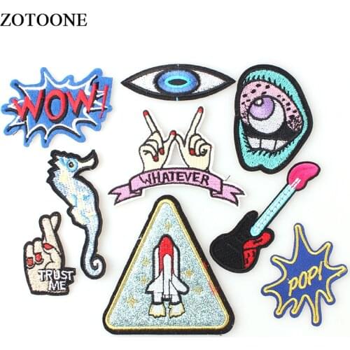 ZOTOONE 1PC Letter Punk Patch Cheap Embroidered Cute Patches Applique Hippie Iron Applique on Cartoon Patch Sticker on Clothes
