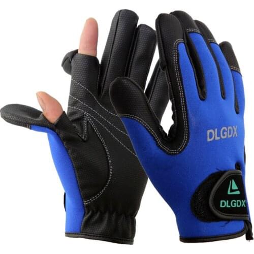 I Pair Neoprene Fishing Gloves 2 Cut Fingers Flexible Fly Fishing Ice Fishing Running Touchscreen Gloves