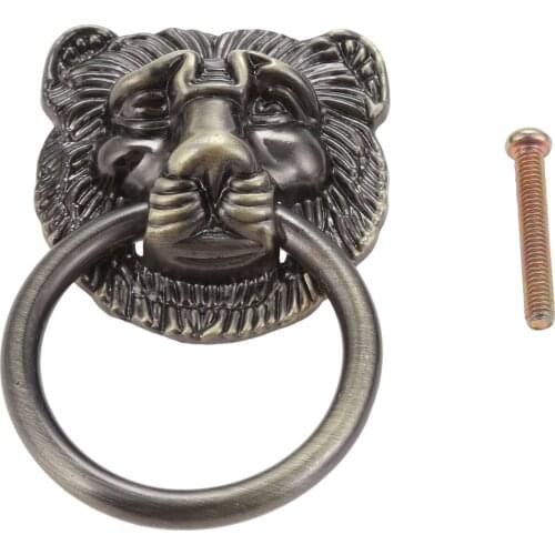 1 Pc Lion Head Antique Handle Door Knocker Accessories Cabinet Cupboard Door Closet Kitchen Furniture Chinese Pull Handles Knobs