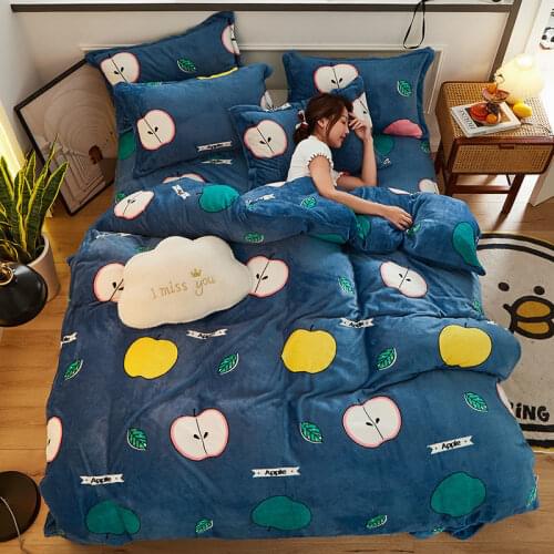 1pc Thicken Flannel Quilt Cover Printed King Queen Size Soft Smooth Short Plush Duvet Cover Not Including Pillowcase