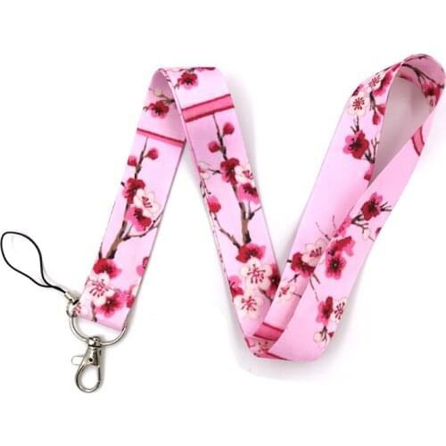 10Pcs Plum Blossoms Neck Strap Keychain Lanyard For Keys Mobile Phone Strap ID Badge Holder Keychain Keyrings Mobile Accessories