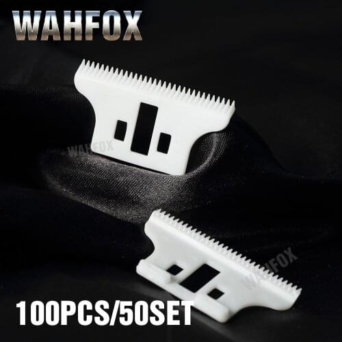 WAHFOX 100PCS/50SET Hair Clipper Blades Replacement Ceramic Blade For 8081 WAHL Detailer T-WIDE Trimmer Blade 32 Teeth With Box