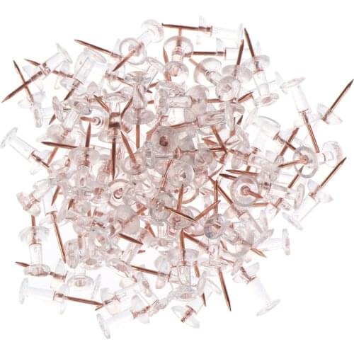 Push Pins Thumb Thumbtack Board Pins Drawing Photo Wall Studs Office School Supplies Transparent Rose Gold 100pcs