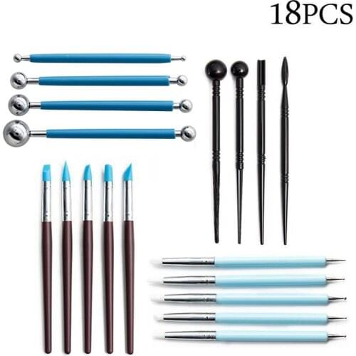 18pcs/set Polymer Clay DIY Tools Clay Sculpting Kit Sculpt Smoothing Wax Carving Pottery Ceramic Shapers Modeling Carved Tools