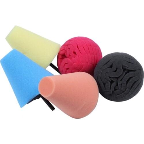 3Pcs Cone Sponge Pads + 2Pcs Ball Hub Polishing Wheel Buffing Car Beauty Waxing Car Polishing Pad Set Polishing Buffer Waxing Bu