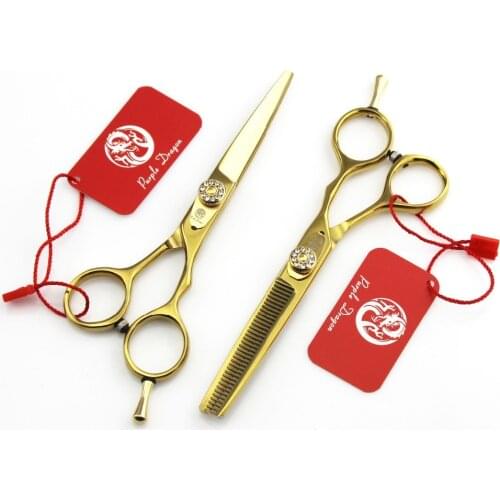 530# 6'' Brand Purple Dragon TOP GRADE Hairdressing Scissors 440C 62HRC Barbers Cutting Scissors Thinning Shears Hair Scissors