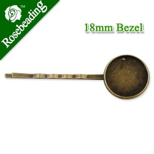 55*18MM Antique Bronze Plated Bobby Pin With bezel,fit 18mm glass cabochon,bobby pin,bobby blanks,hair pin,sold 50pcs per pkg