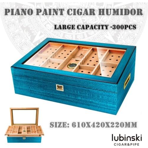 610x420x220mm Cedar Wood Cigar Humidor Large Capacity 300 Cigars Storage Moisturizing Case Piano Paint Cool Quality CigaretteBox
