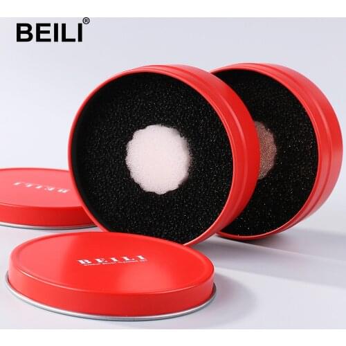 BEILI Makeup Brushes Cleaner Sponge 1pcs Red Metal Box Eyeshadow Blush Powder Brush Washing make up tools